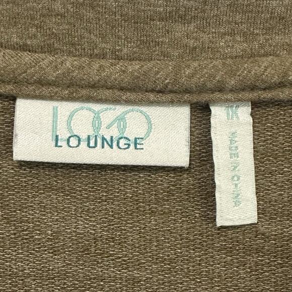 Logo Lounge Cardigan Sweater 1X Olive Green Long Sleeve Zip Front Lace Hem Comfy - Picture 5 of 10